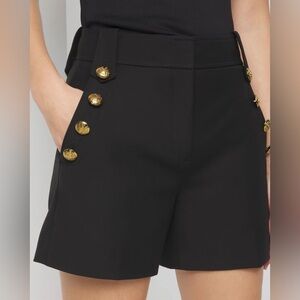 Black Women's Shorts with Gold Button Accents